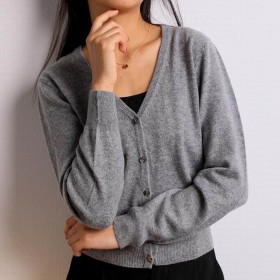 Bogeda 100 Cashmere Sweater Women V-Neck Gray Cardigan Natural Fabric Soft Warm High Quality Free Shipping