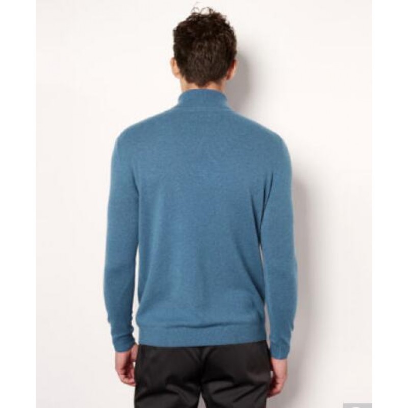 Pure Cashmere Sweater Indigo Turtleneck Winter Men Sweater