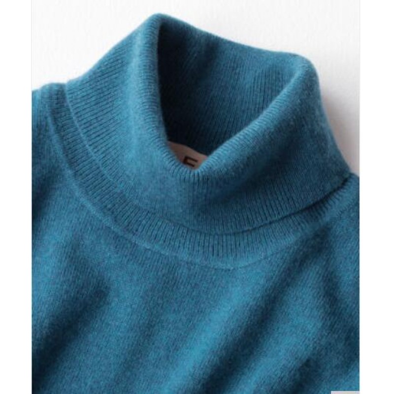 Pure Cashmere Sweater Indigo Turtleneck Winter Men Sweater