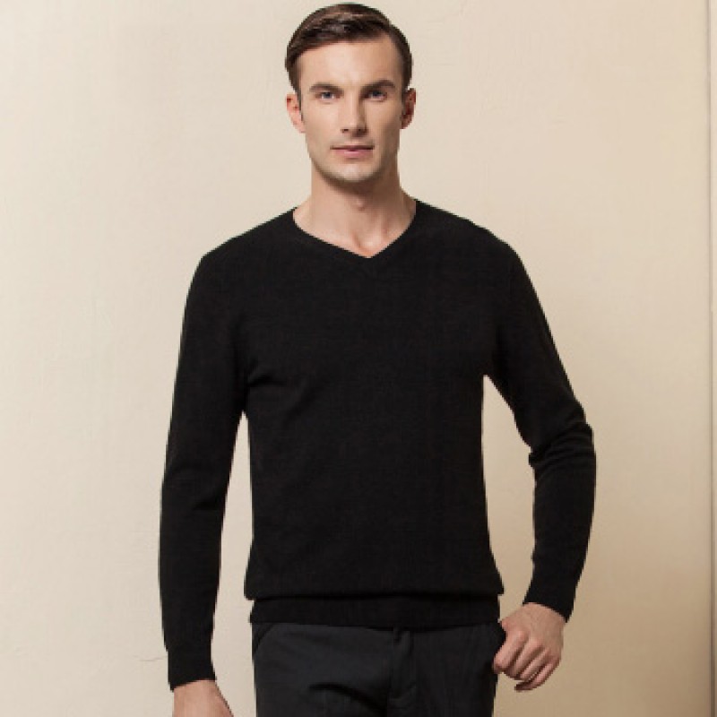 Pure Cashmere Sweater Gray Round Neck Winter Men Sweater