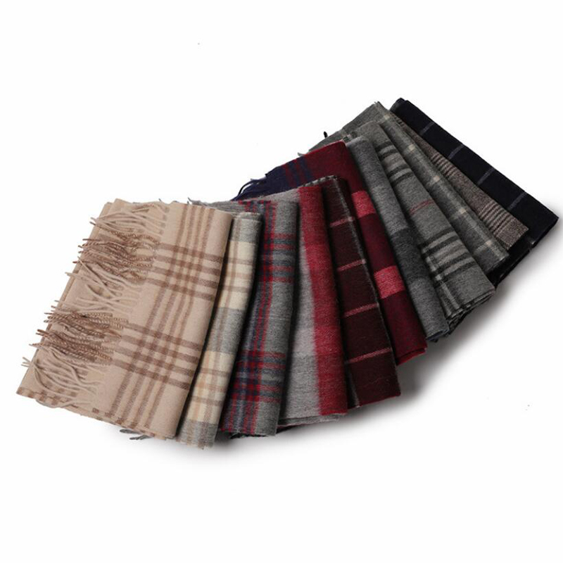 Wool Scarf Winter Men Fringe 100%Wool Scarf Plaid Women High Quality Free Shipping