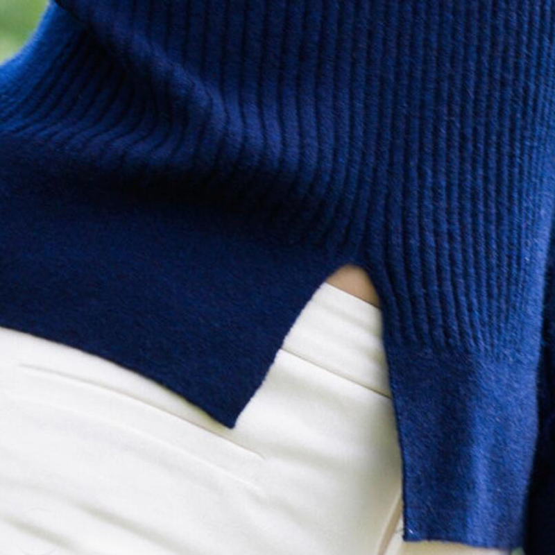 Pure Cashmere Sweater Blue Pullover Winter Women Sweaters