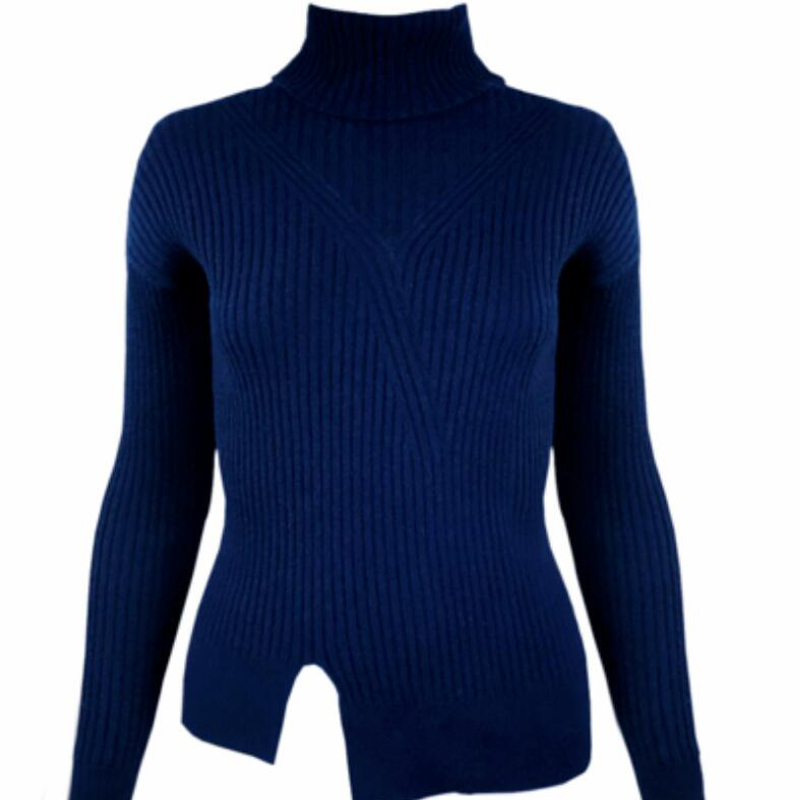 Pure Cashmere Sweater Blue Pullover Winter Women Sweaters