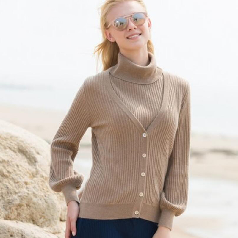 Pure Cashmere Sweater Camel Cardigan Winter Women Sweaters