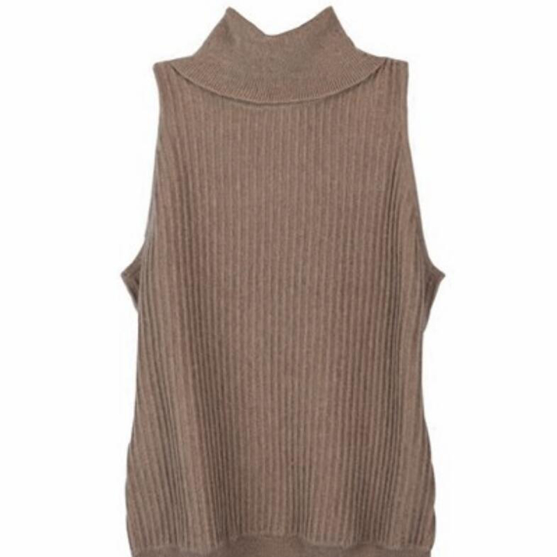 Pure Cashmere Sweater Camel Turtleneck Women Winter Sweater Vest