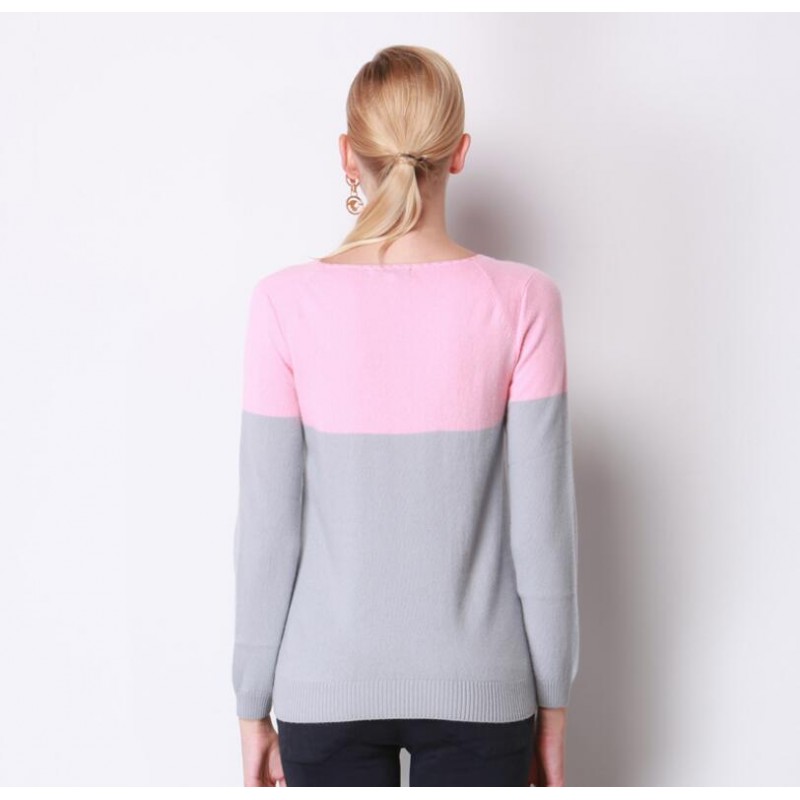 Pure Cashmere Sweater Pullover O-neck Women Winter Sweater Pink Gray 100%cashmere