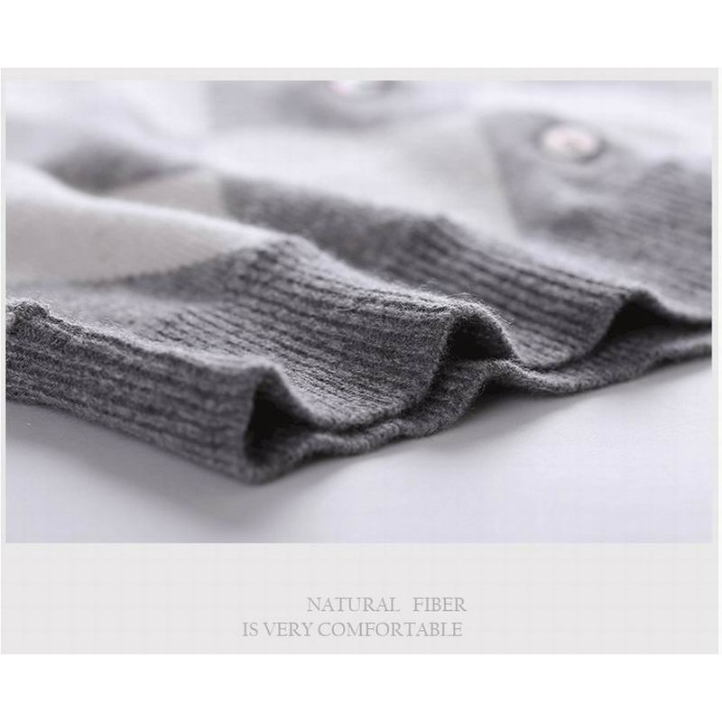 Cashmere Wool Sweater Cardigan Gray O-neck Lady Winter Sweaters 30%cashmere70%wool