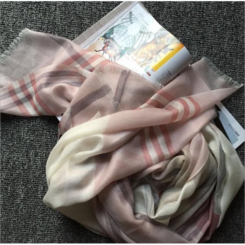 Pure Cashmere Scarves Pink Plaid Women Fashional Winter Scarf