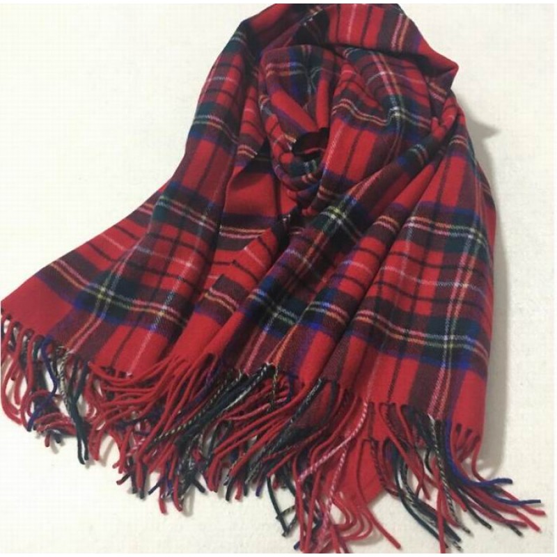 Pure Cashmere Scarves Red Plaid Women Fashional Winter Scarf