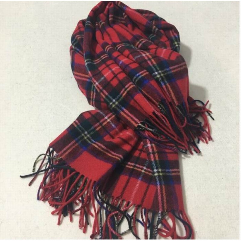 red plaid cashmere scarf