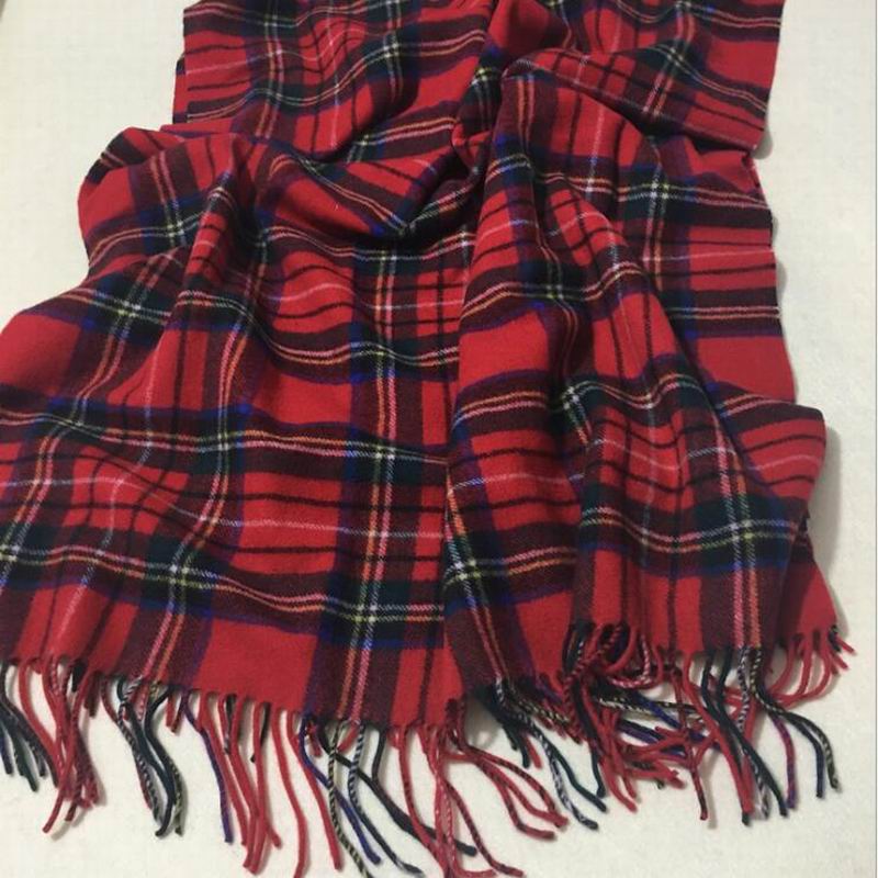 Pure Cashmere Scarves Red Plaid Women Fashional Winter Scarf