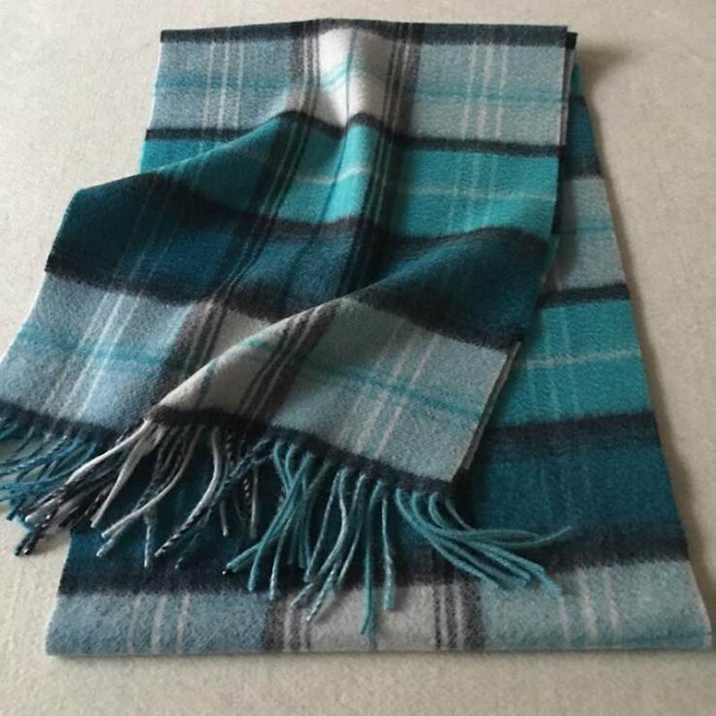 Pure Cashmere Scarves Black Tarton Plaid Women Fashional Winter Scarf